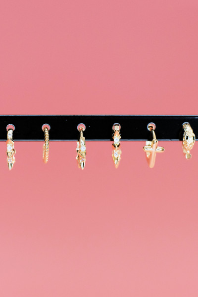 Set Of Yellow Gold Earrings 6pcs