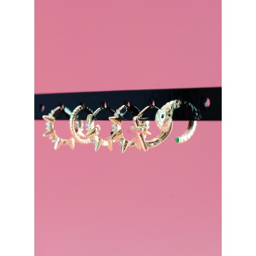 Σκουλαρίκια 6 Τεμαχίων Yellow Gold
