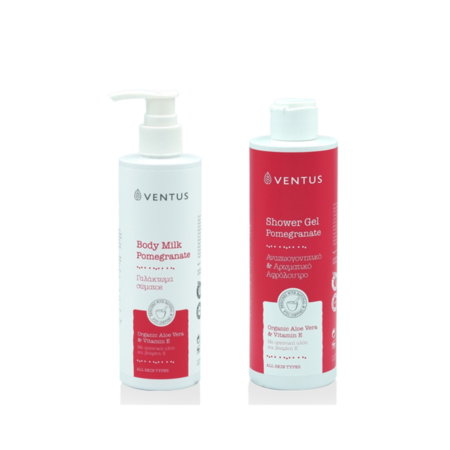 Γαλάκτωμα Σώματος & Αφρόλουτρο 250ml (1+1) Ventus Ρόδι